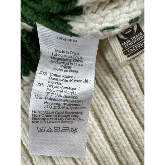 MADEWELL Wide Rib Cropped Turtleneck Sweater M Green Stripe Chunky Knit Preppy - Picture 8 of 12